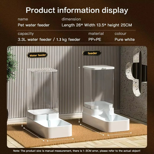 Automatic Cat Feeder & Water Dispenser with Gravity Food Storage Container for Cats and Dogs